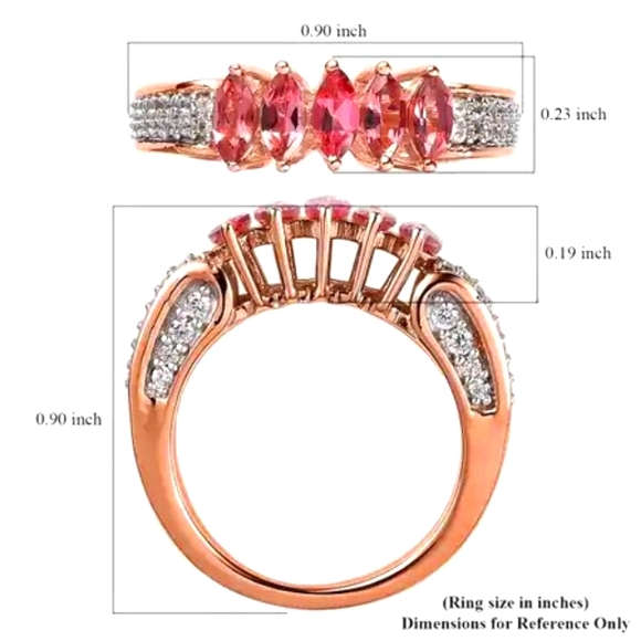 Blush Tourmaline and White Zircon Gemstone Ring size 6 - Picture 4 of 5